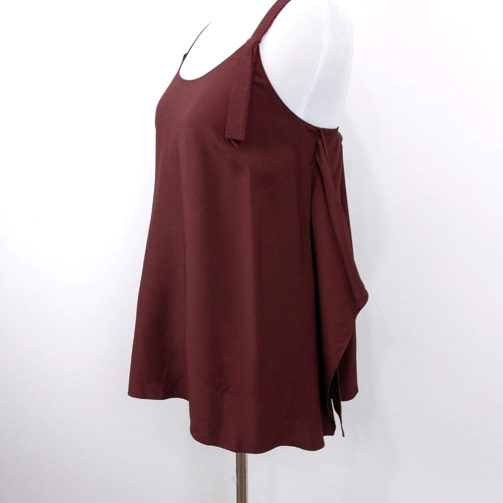 Helmut Lang Flowy Maroon Tie Back Tank Top
